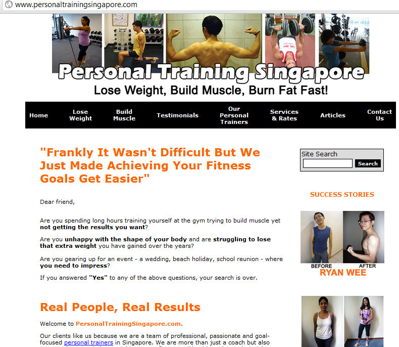 Personal Training Singapore – My Newest Fitness Website