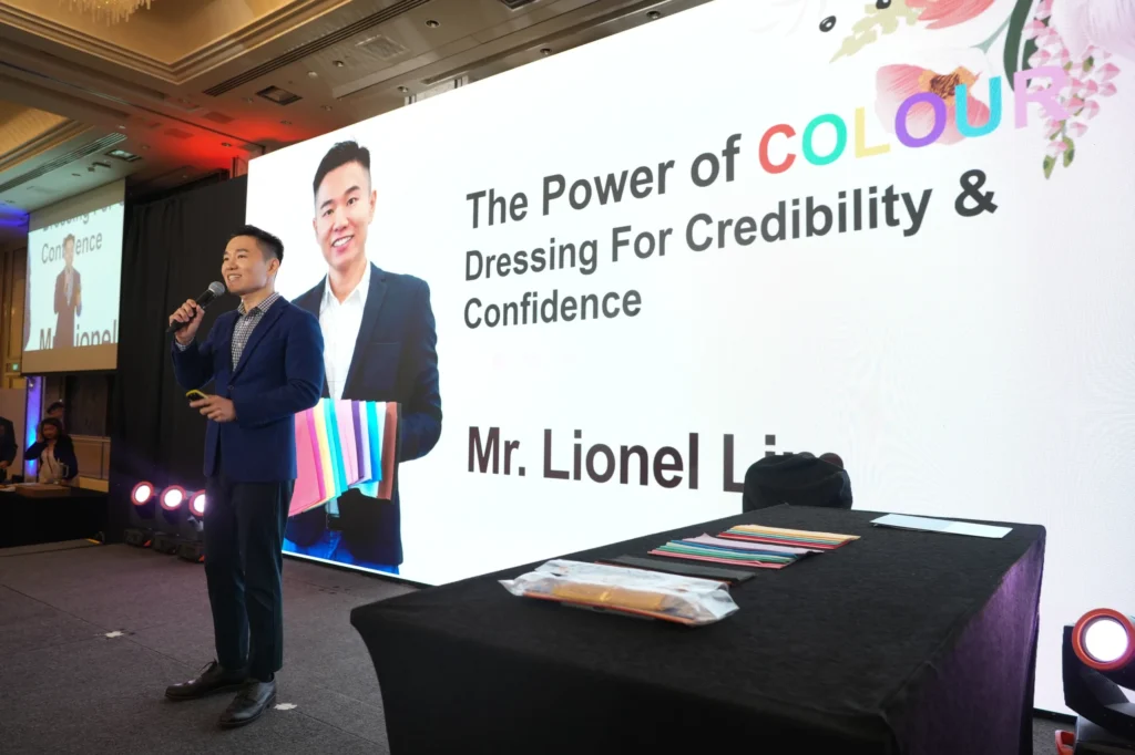 Lionel Lim presenting The Power of Colour keynote on professional image, credibility and confidence for AIA